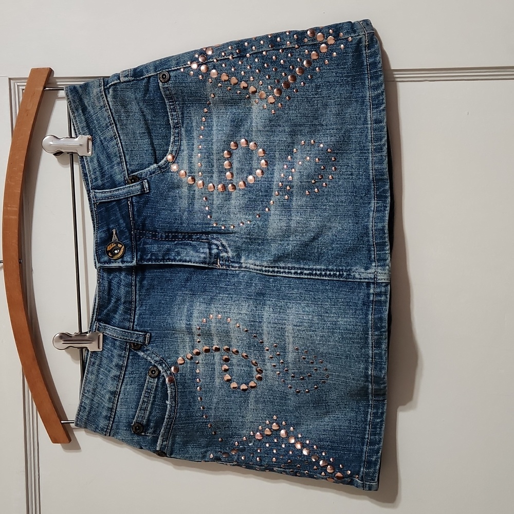 Jean Mini Skirt with Embellishments